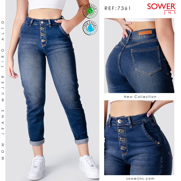 Mom Jeans Tiro Alto S7361